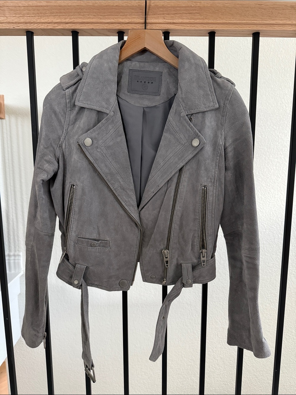 Blank NYC Gray Suede Moto Jacket